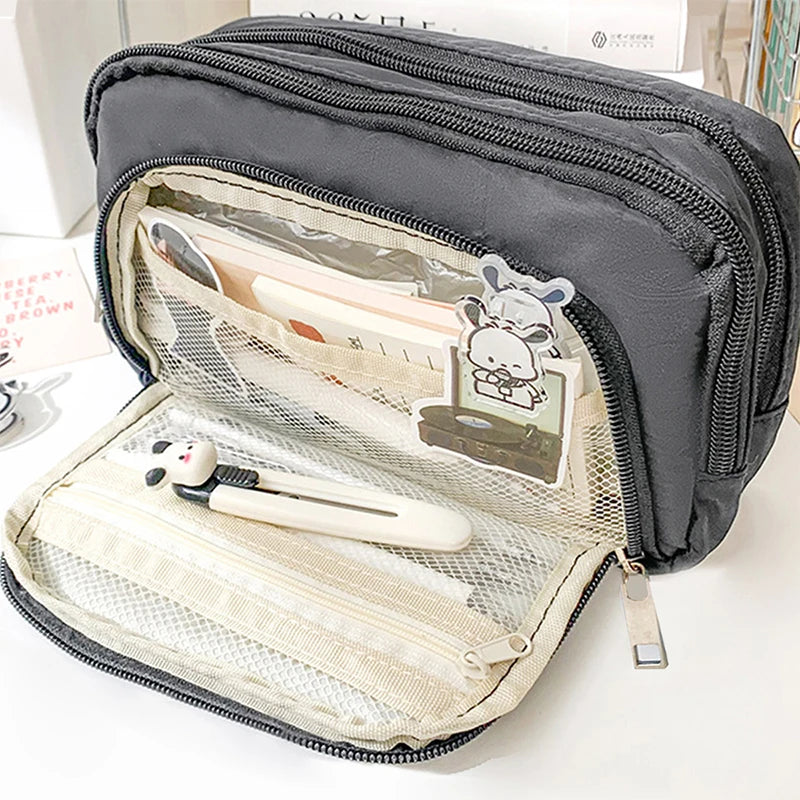 1pc Large-capacity Multi-layer Pencil Case, A Simple Multi-purpose Student Stationery Box And Makeup Storage Bag