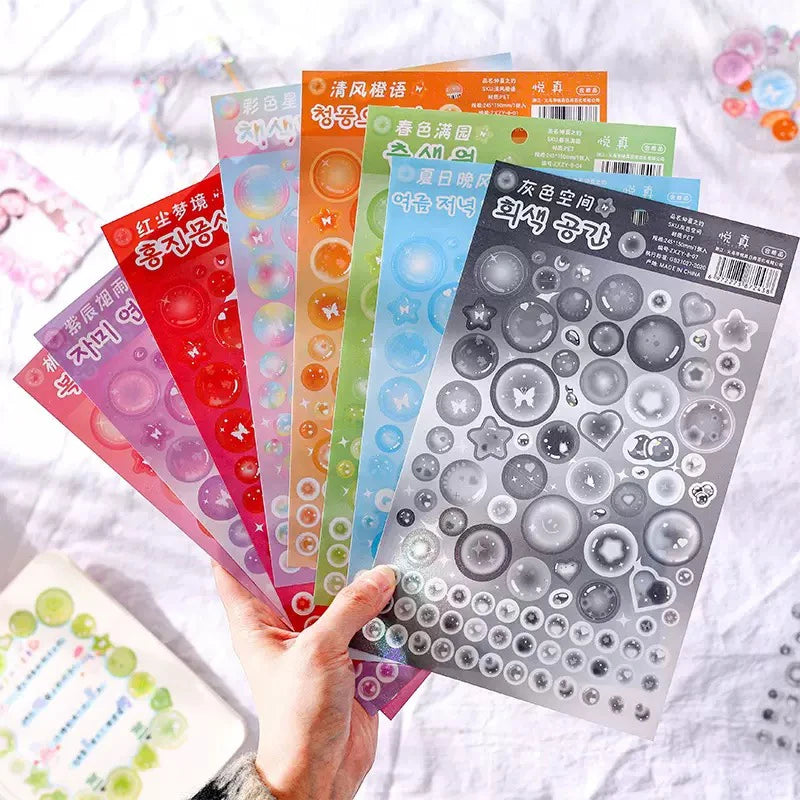 1Pc Korean Stickers Wholesale Original Transparent Bubble Ins Style Cute Hand Account with Card Stickers