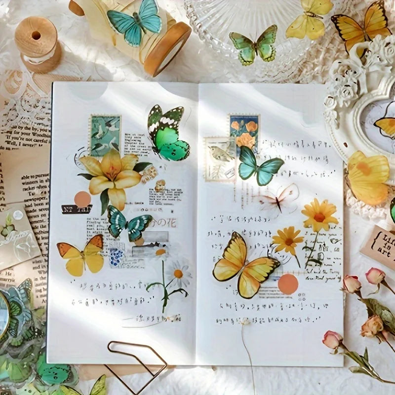 40pcs Colorful Butterfly Journal Decor Diary Decorative Stickers Album Decor Sticker Waterproof Scrapbook Decorative Stickers