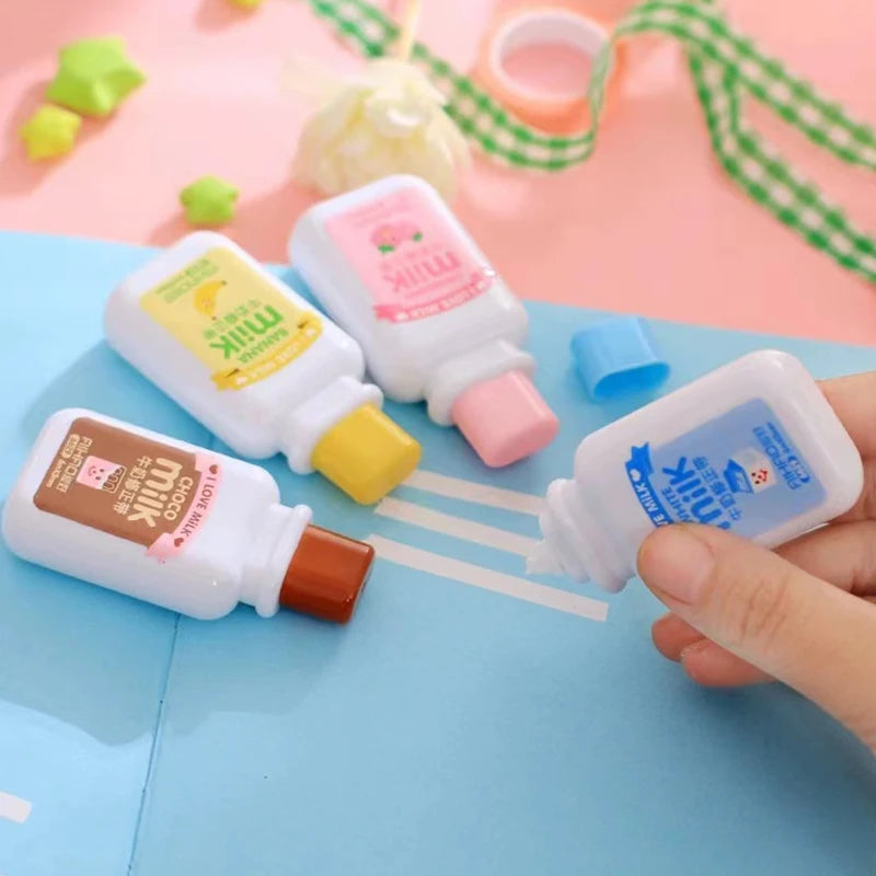 1 PC Milk Bottle Portable Correction Tape ，cute White Corrector , Gift Stationery Student Prize School Office Supply