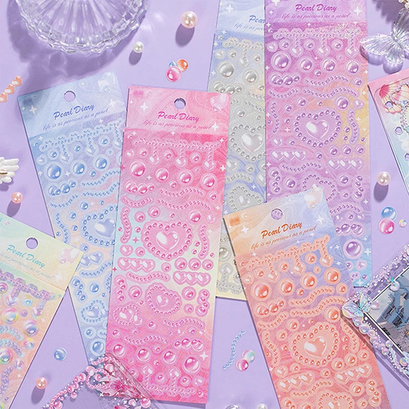 1pc Cute Love Romantic Pearl Scrapbooking Stickers Korean ins Hand Account Idol Card Album DIY Deco Material Stationery Sticker