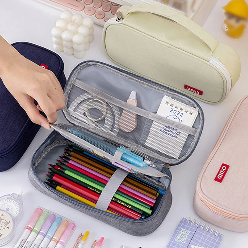 Pen Storage Bag Pencil Case 4 Layer Large Capacity Cosmetic High Quality Study Supplies Simple Student Stationary Boxes