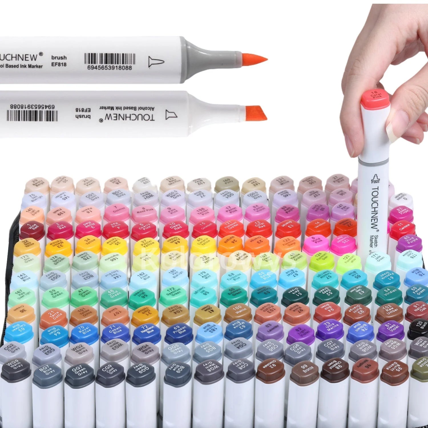 TOUCHNEW Alcohol Markers Soft Brush,Dual Tip Fine&Chisel / Brush&Chisel Art Markers Set for Adult Artists Drawing Coloring
